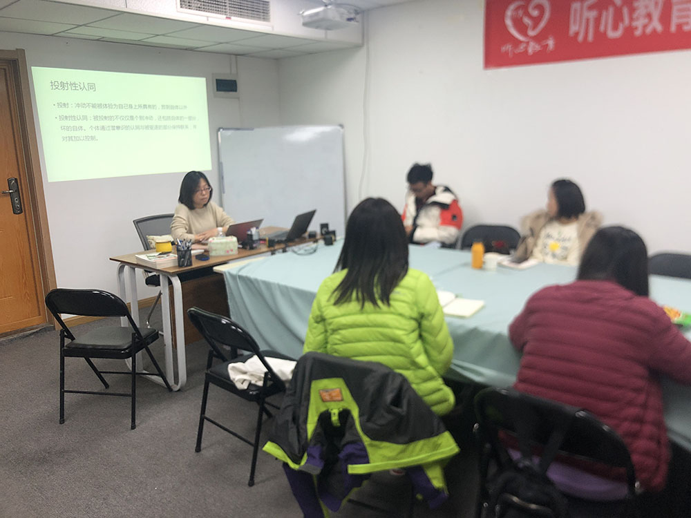 听心教育心理咨询师实操班进行时，本次主题“客体关系中的抑郁心位和投射性认同”